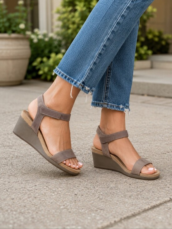 Lucky Brand Shoes - Lucky Brand Kanoa Leather Wedge Sandals – Taupe – Women's Size 9